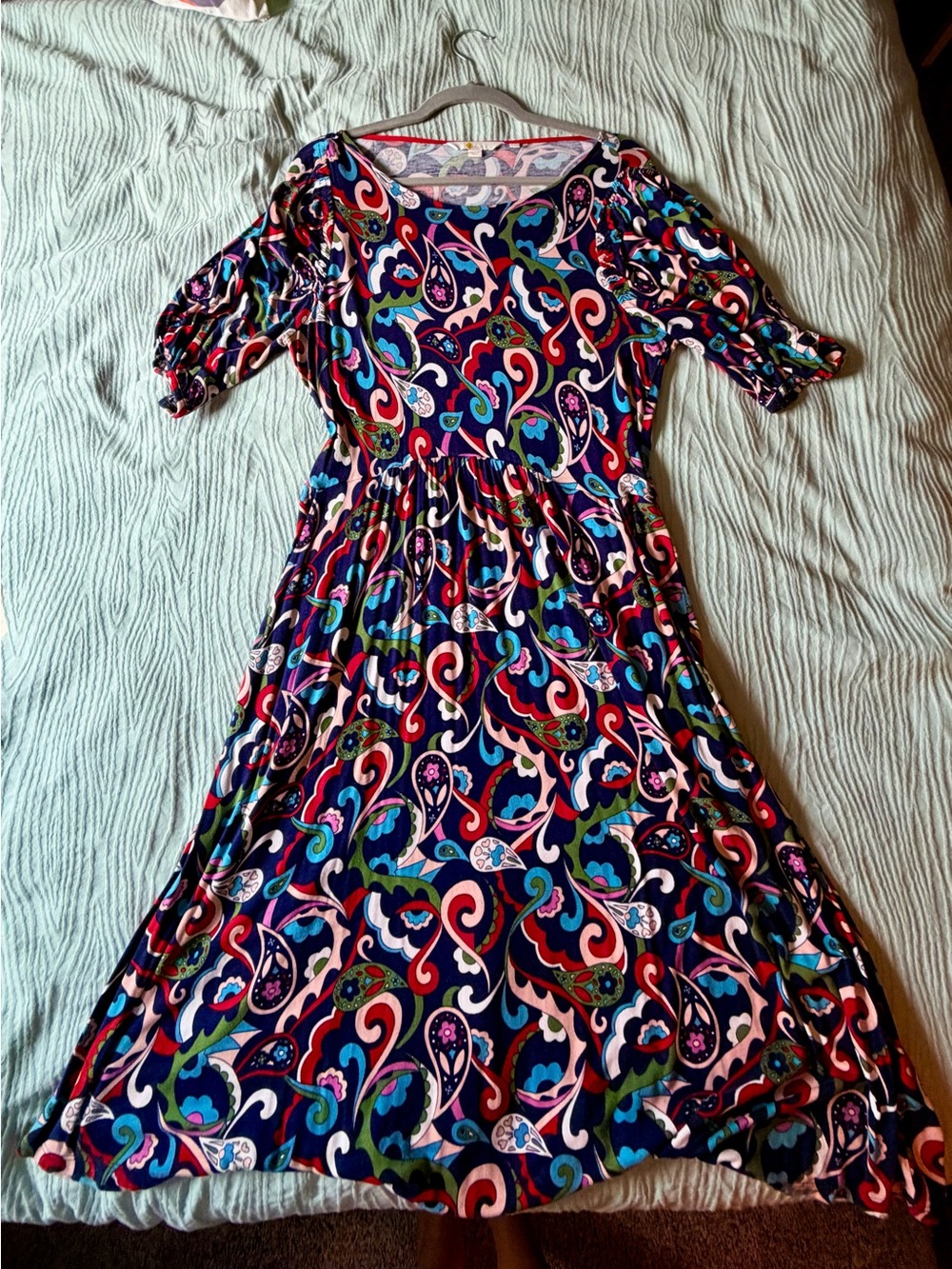 Boden Womens Multicolor Paisley Midi Dress - Navy Base